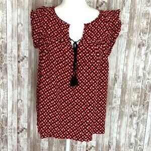 LOFT Red and Black Boho Blouse size Medium